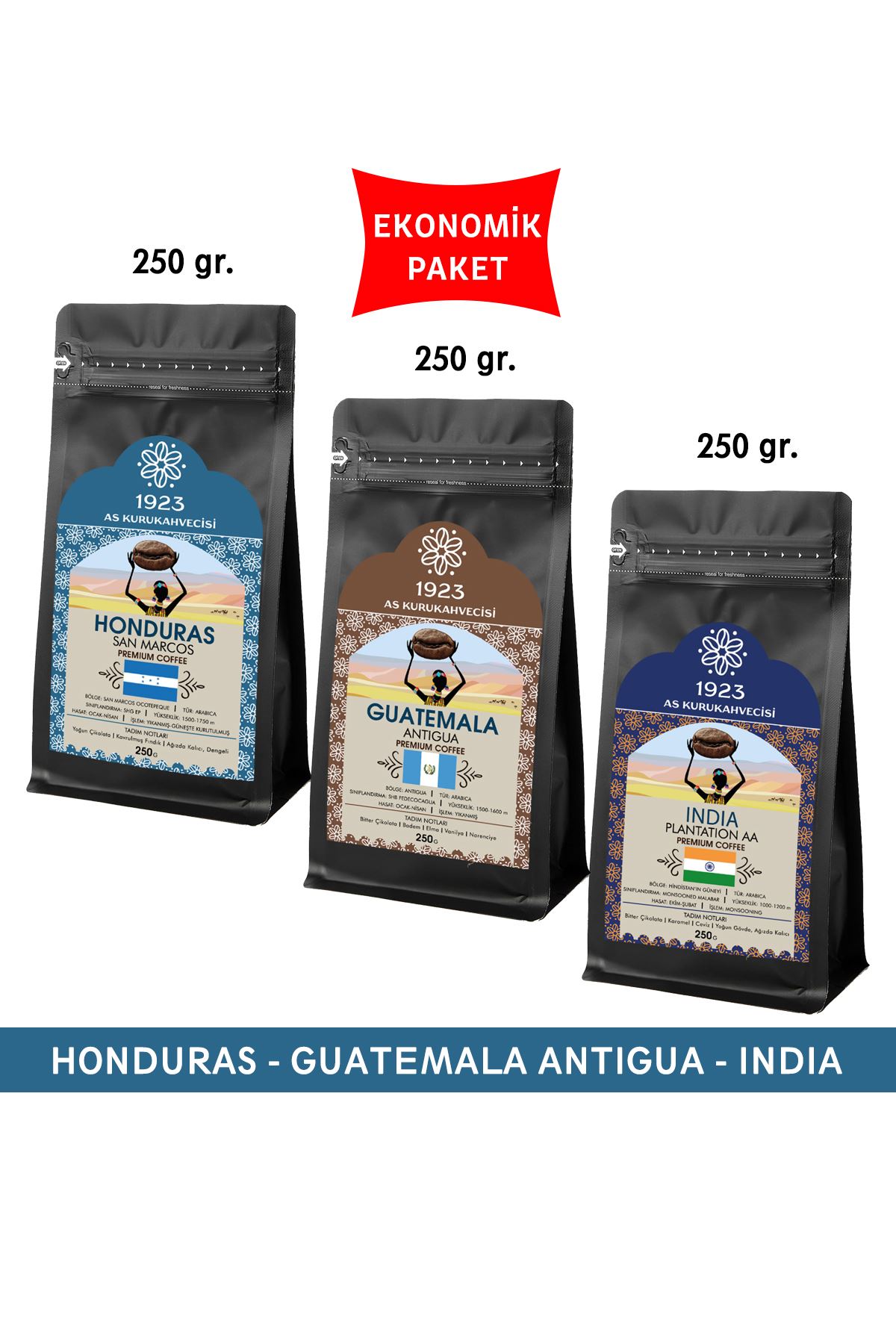 1923 Filtre Kahve Seti 250 gr. (Honduras, Guatemala, India)