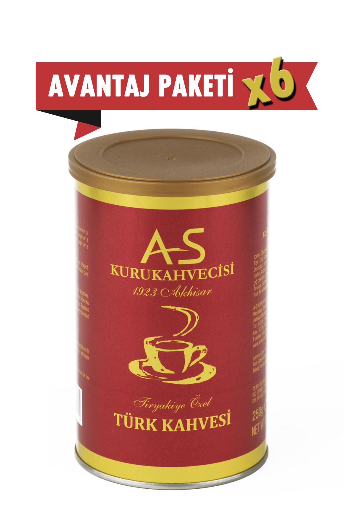 Türk Kahvesi 250 gr. x 6 Adet Teneke